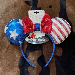 Disney Minnie Mouse Red, White, and Blue Sequin Ears!